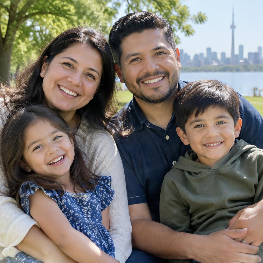 A family enjoying time together in a Toronto park