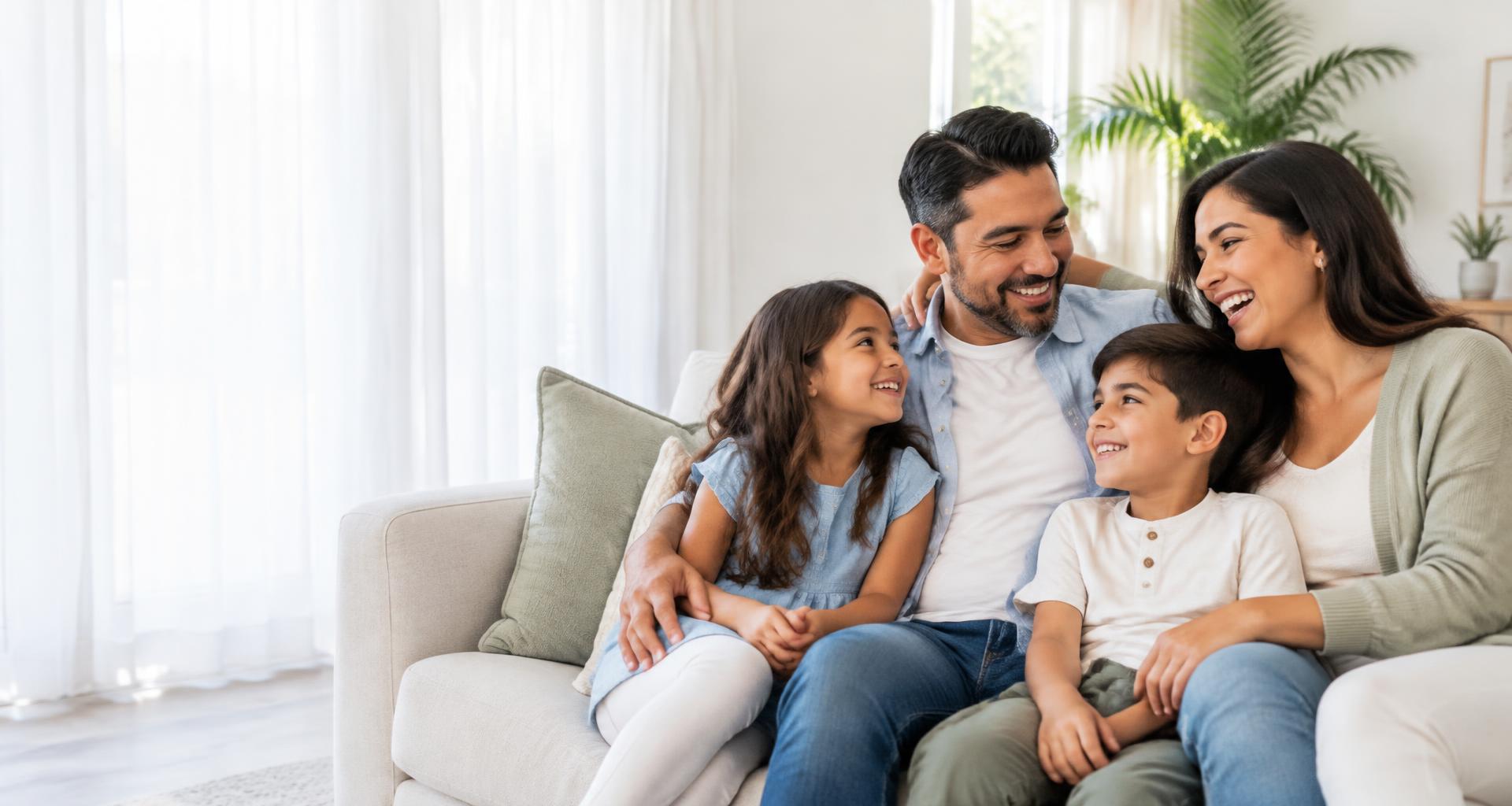 A happy family sharing a moment together at home